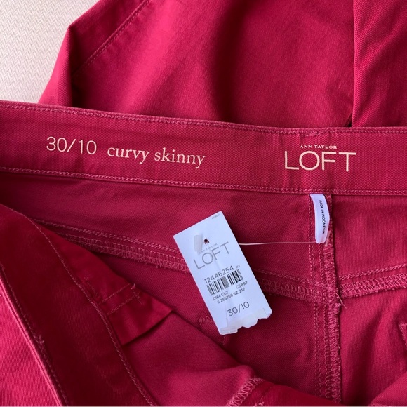 Ann Taylor Loft CA57421 Stretchy Curvy Skinny Mid Rise Coral Red Jeans 30/10 - Picture 9 of 11